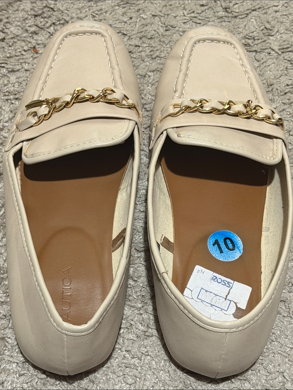 Nautica Cream Chain-Trim Loafers - Size 10